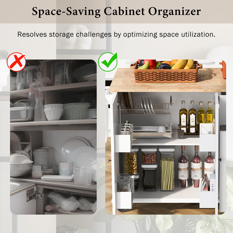 Streamdale Rolling Kitchen Island Cart with Drop Leaf & Storage