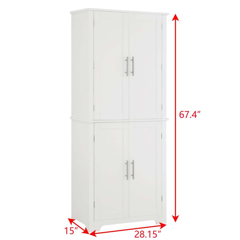 White Wood 15 in. Pantry Cabinet with Shelve and Storage