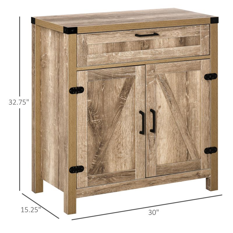 Oak Kitchen Storage: Wooden Farmhouse Sideboard with Drawer