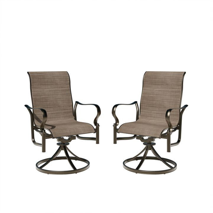 Mondawe Outdoor Cast Aluminum Swivel Rocking Chair with Textilene Seat and High Back (Set of 2)