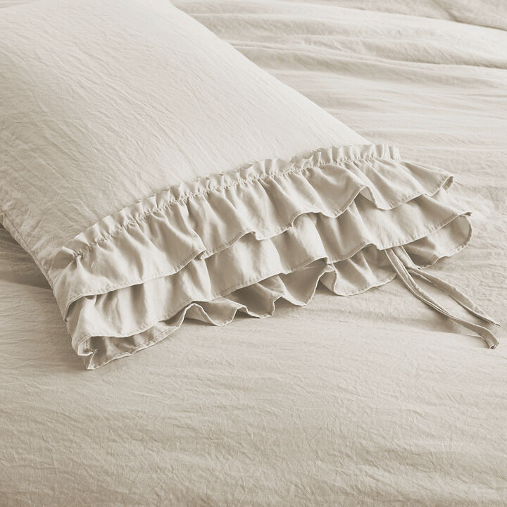 3-Piece Farmhouse Ruffled Duvet Cover Set with 2 Shams Soft and Elegant Bedding for a Cozy Bedroom