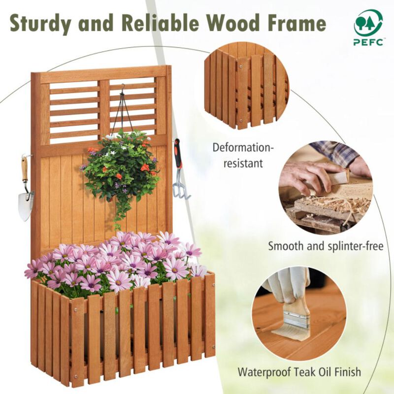 Hivvago Wooden Raised Garden Bed with Privacy Screen