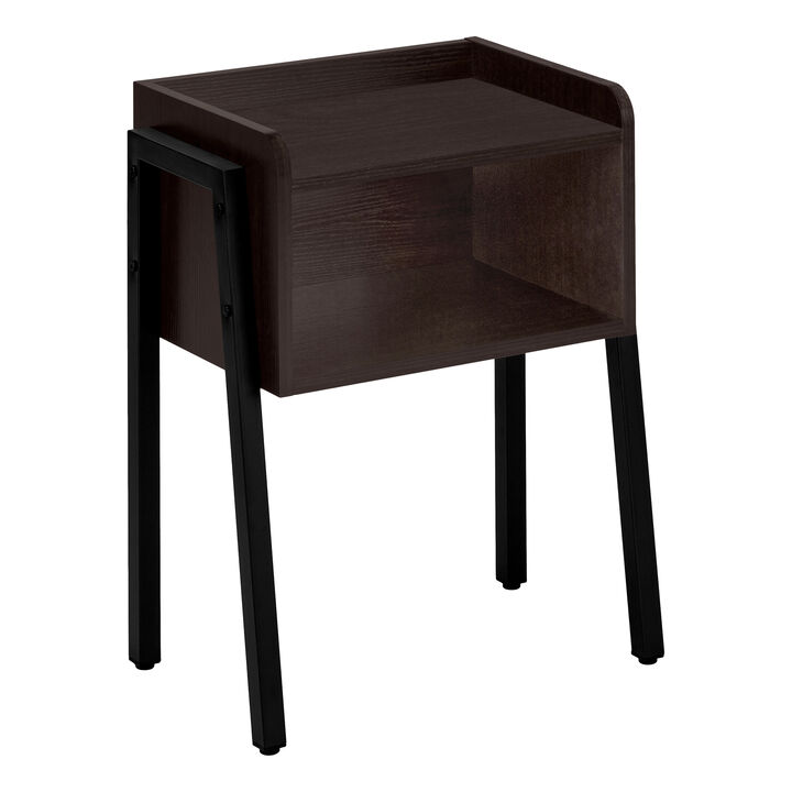 Monarch Specialties I 3593 Accent Table, Side, End, Nightstand, Lamp, Living Room, Bedroom, Metal, Laminate, Brown, Black, Contemporary, Modern