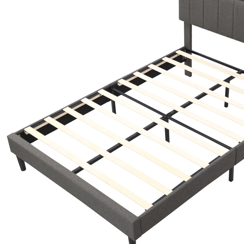 Merax Upholstered Platform Bed with Storage Headboard