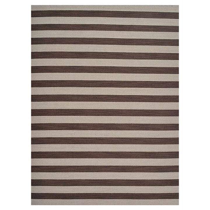 RUGSOTIC CARPETS HAND WOVEN FLAT WEAVE KILIM WOOL ECO-FRIENDLY AREA RUGS  - 8'x10', Rectangle Shape, Cream Brown Color, Contemporary Modern Design, Low Pile Handmade Rugs for Living Room (D00107)