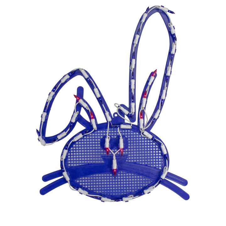 17" Lighted Blue Easter Bunny Head Window Silhouette