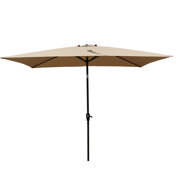 6 X 9FT Patio Umbrella Outdoor Waterproof Umbrella With Crank And Push Button Tilt