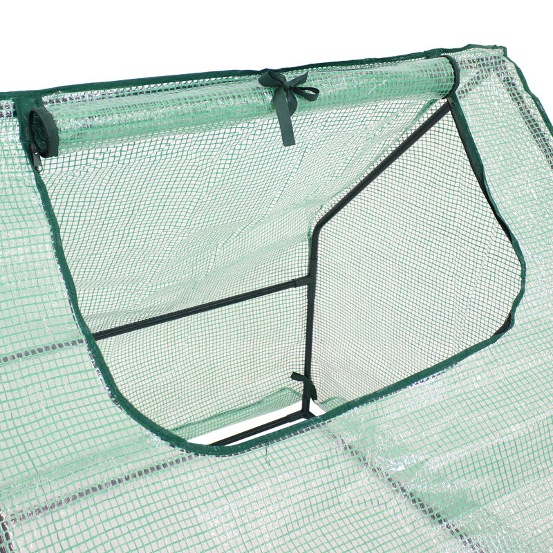 Sunnydaze Iron PVC Cover Mini Cloche Greenhouse with Zipper - Green