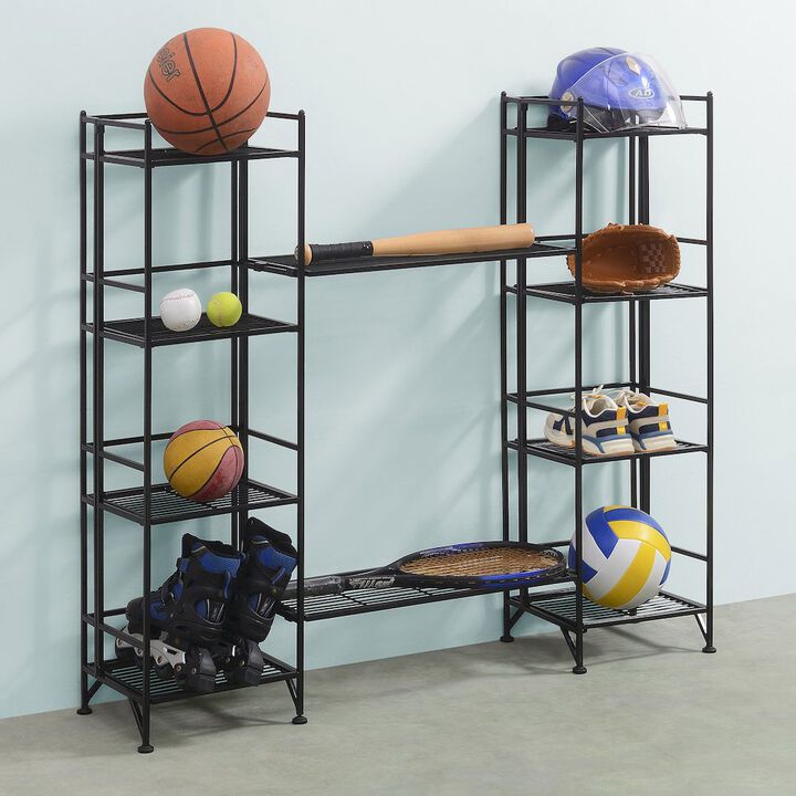 Convenience Concepts Xtra Storage 4 Tier Folding Metal Shelves with Set of 2 Extension Shelves