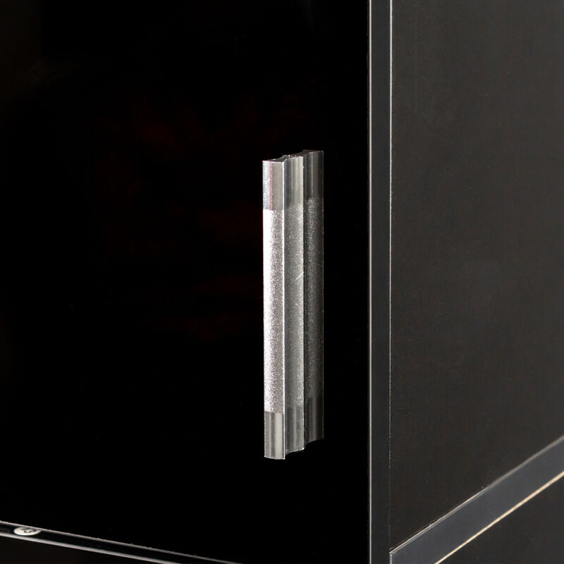 Freestanding Cabinet With Inadjustable Shelves And Two Doors For Kitchen, Dining Room, Black