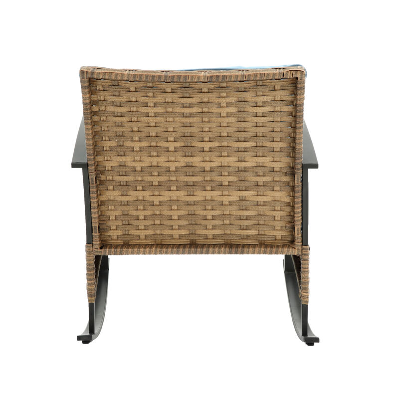 3 Pieces Rocking Rattan Set Wholesale Leisure Chair Outdoor Rattan Rocking Chair Set Grey