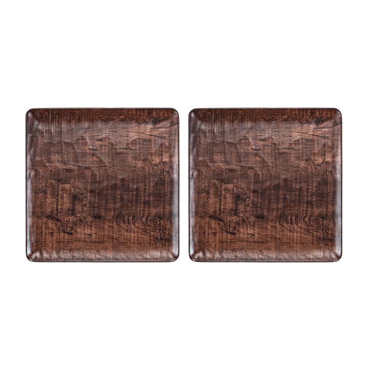 Turgla Composite 10.25" x 10.25" Square Brown Composite Plate (Set of 2)