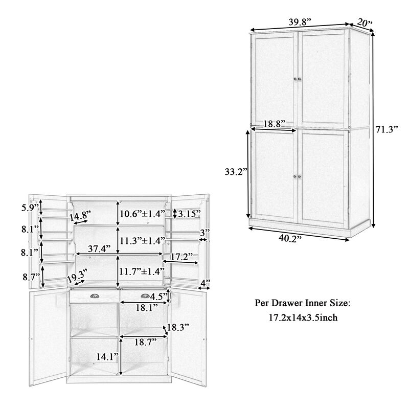 Merax High Freestanding Kitchen Pantry Storage Cabinet