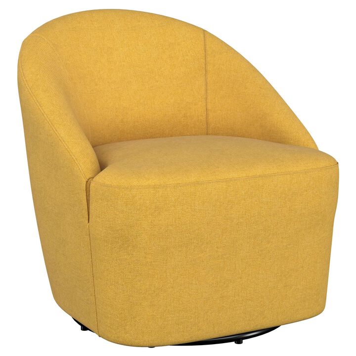 Lenie Barrel Accent Swivel Chair, Modern Minimal Shape, Mustard Yellow - Benzara