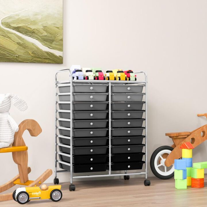 Hivvago 20 Drawers Rolling Storage Cart Studio Organizer