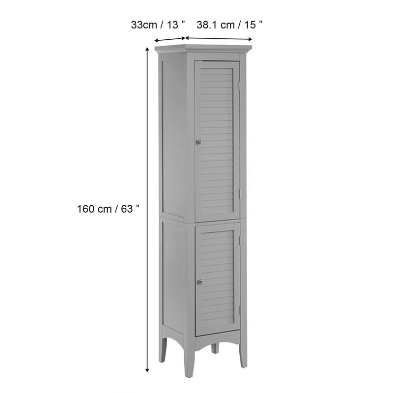 Teamson Home 63"H Glancy Linen Tower with Shutter doors