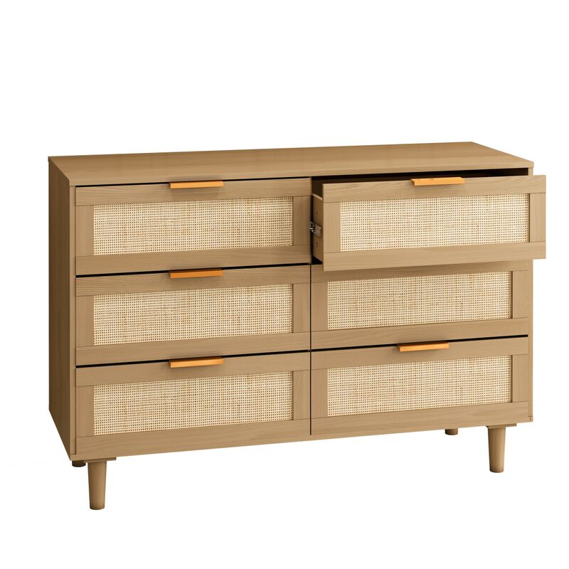 6 Drawers Rattan Dresser Rattan Drawer, Bedroom, Living Room