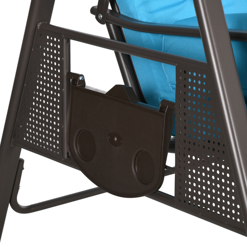 3-Person Outdoor Canopy Patio Cushioned Bench Patio Glider Swing Seat, Blue