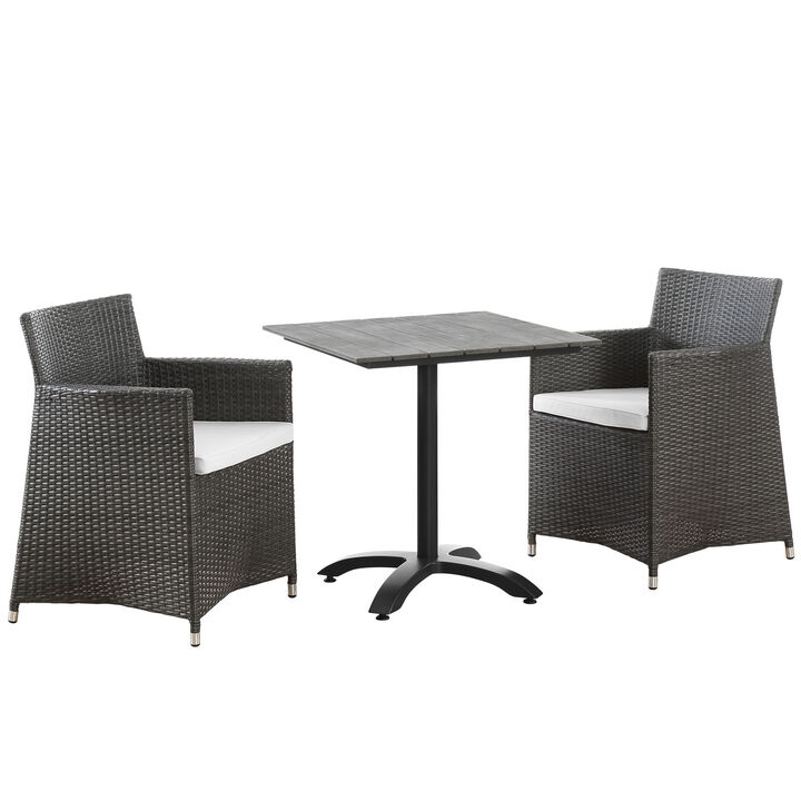 Brown White Junction 3 Piece Outdoor Patio Dining Set