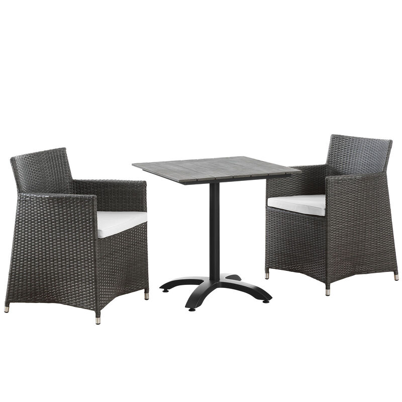 Brown White Junction 3 Piece Outdoor Patio Dining Set
