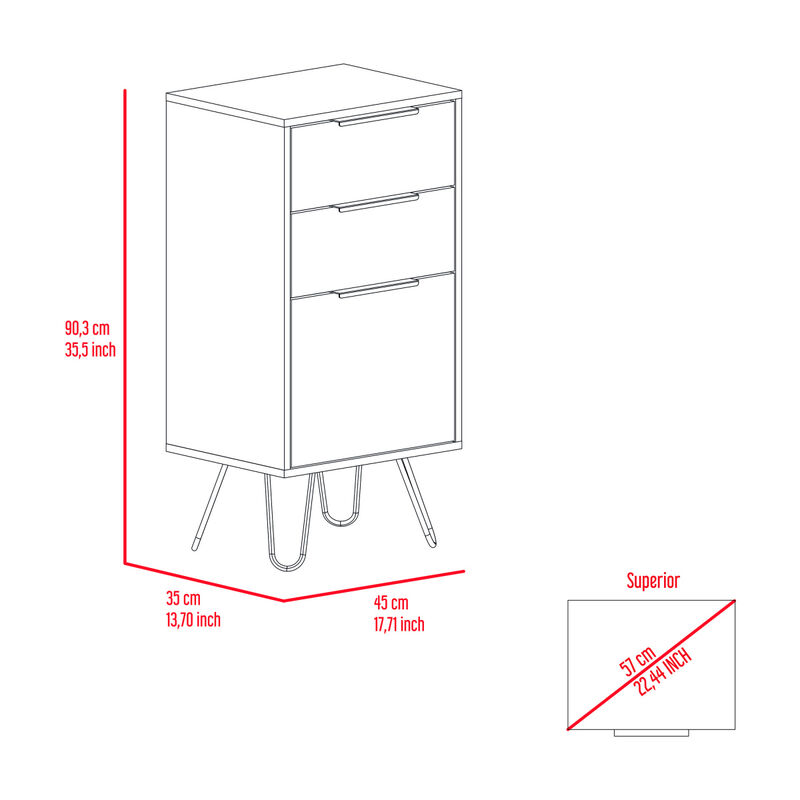 Augusta Light Dresser, Hairpin Legs, Superior Top, Three Drawers - Light Oak