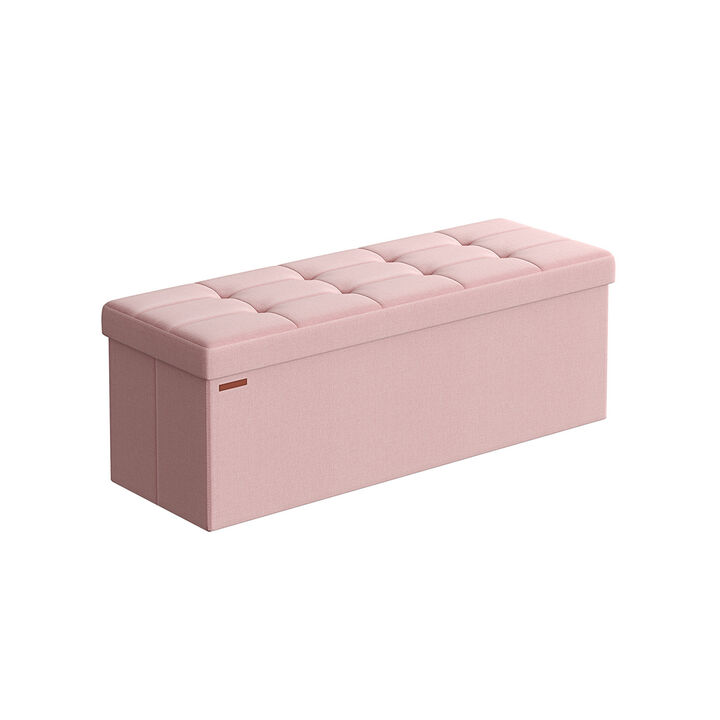 43-Inch Folding Storage Ottoman Bench with Wooden Divider - Storage Chest and Foot Rest Stool