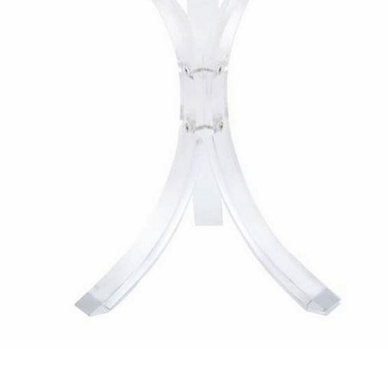 Contemporary Acrylic Accent Table With Glass Top, Clear-Benzara