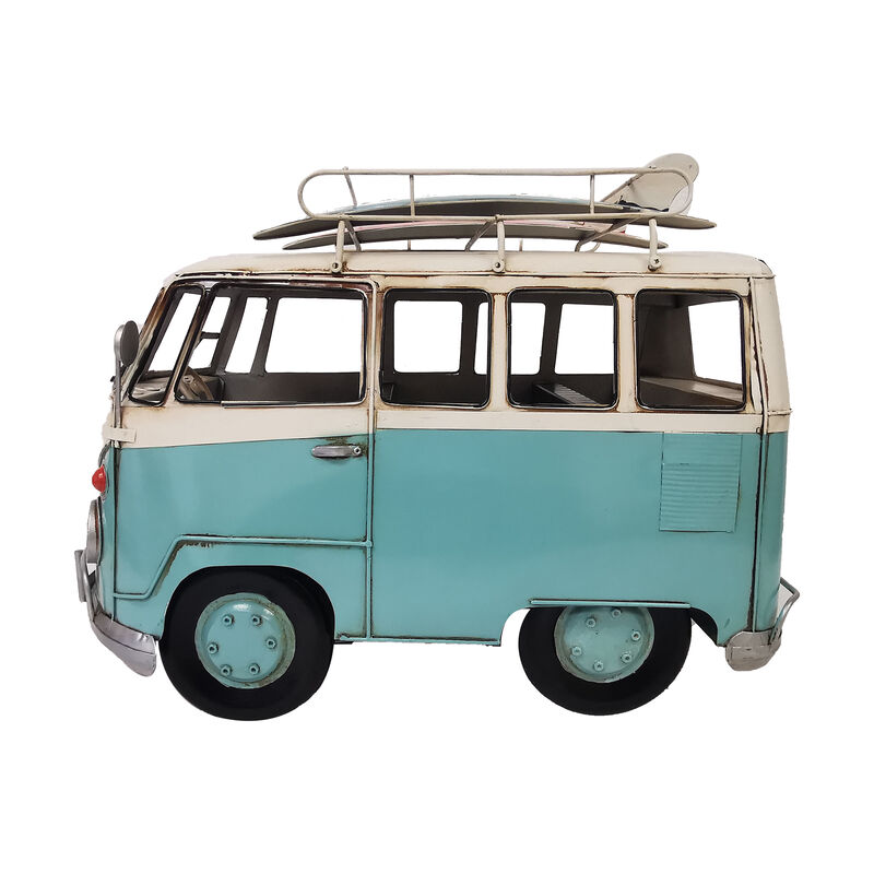 Vintage Blue VW Bus Metal Model