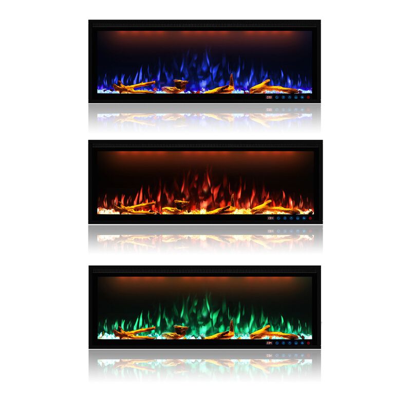 MONDAWE 50" Wall Mounted Embedded Electric Fireplace, 60Hz, 110-120 Volt, 1500W, With Overheat Protection Device