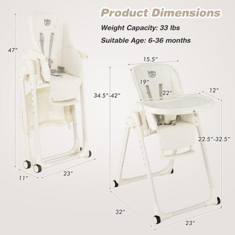 Hivvago 4-in-1 Baby High Chair with 6 Adjustable Heights