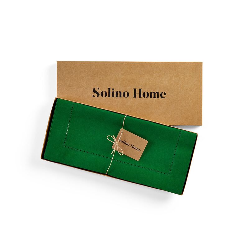 Solino Home 100% Pure Linen Table Runner | Classic Hemstitch for Thanksgiving, Christmas