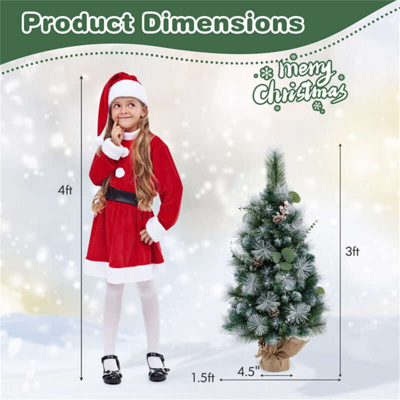 Pre-Lit Artificial Mini Christmas Tree Festive Tabletop Holiday Decoration