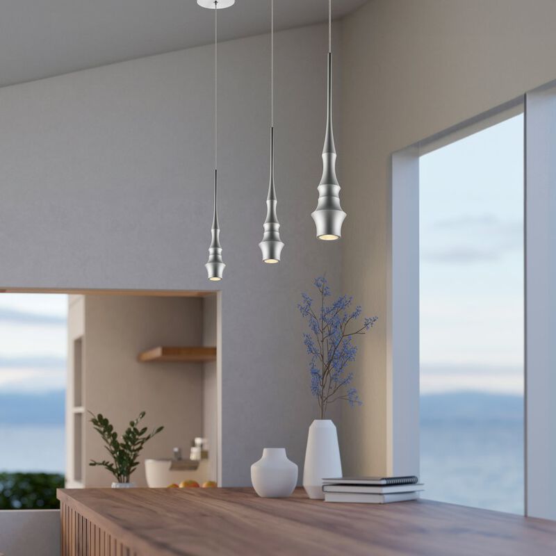 VONN Lighting Integrated LED Height Adjustable Pendant Light in Silver