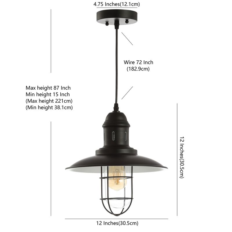 Deere Adjustable Iron/Glass Cage Light LED Pendant