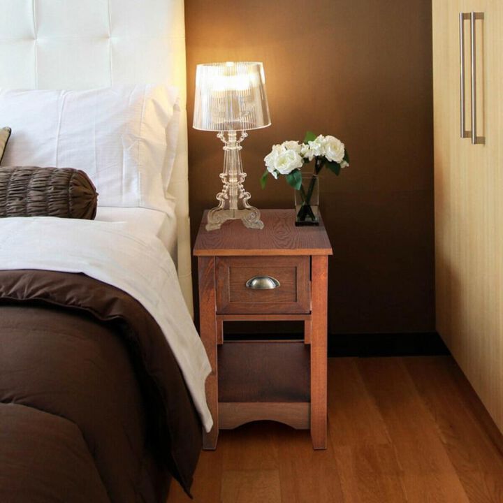 Hivvago Set of 2 Contemporary Side End Table with Drawer