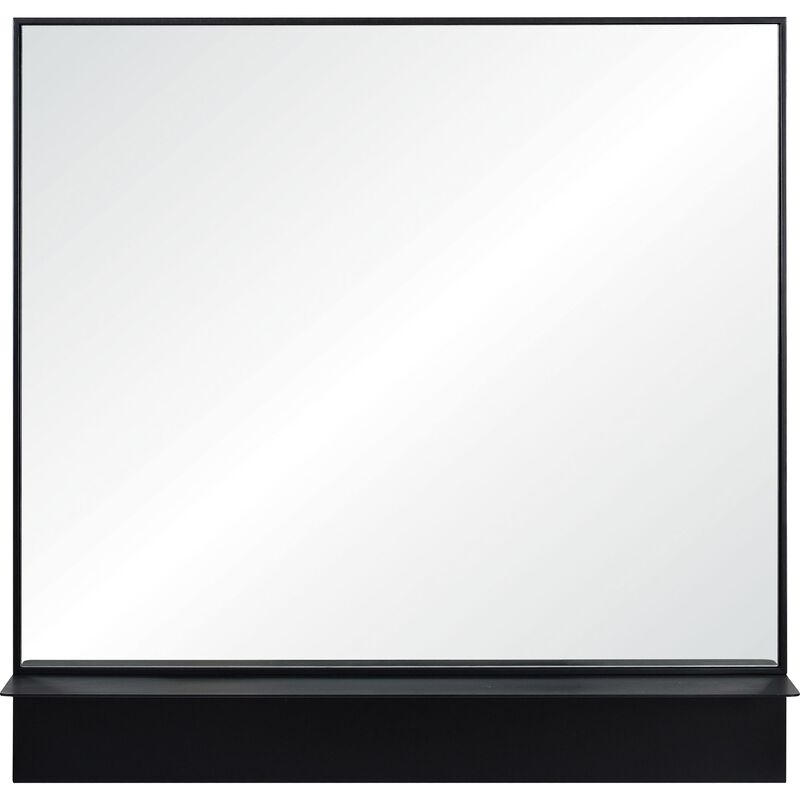 35" Black Traditional Square Framed Wall Mirror