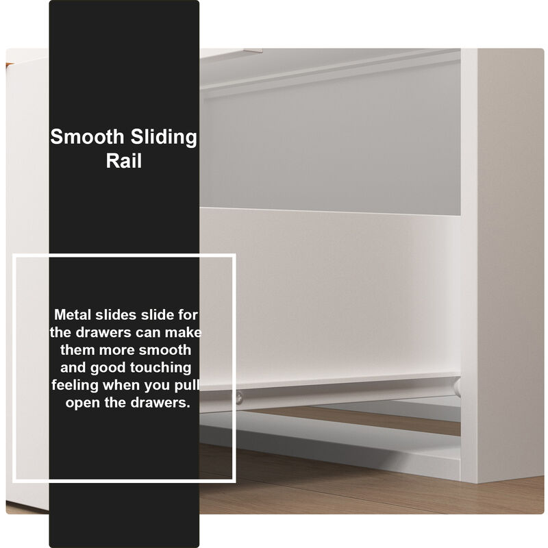 63-inch Modern Space Saving 6-Drawer Double Dresser, White