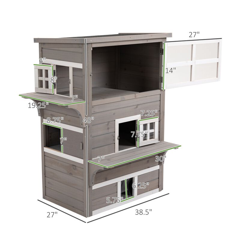 Gray Feline Shelter: 3-Tier Outdoor Cat Condo with Asphalt Roof