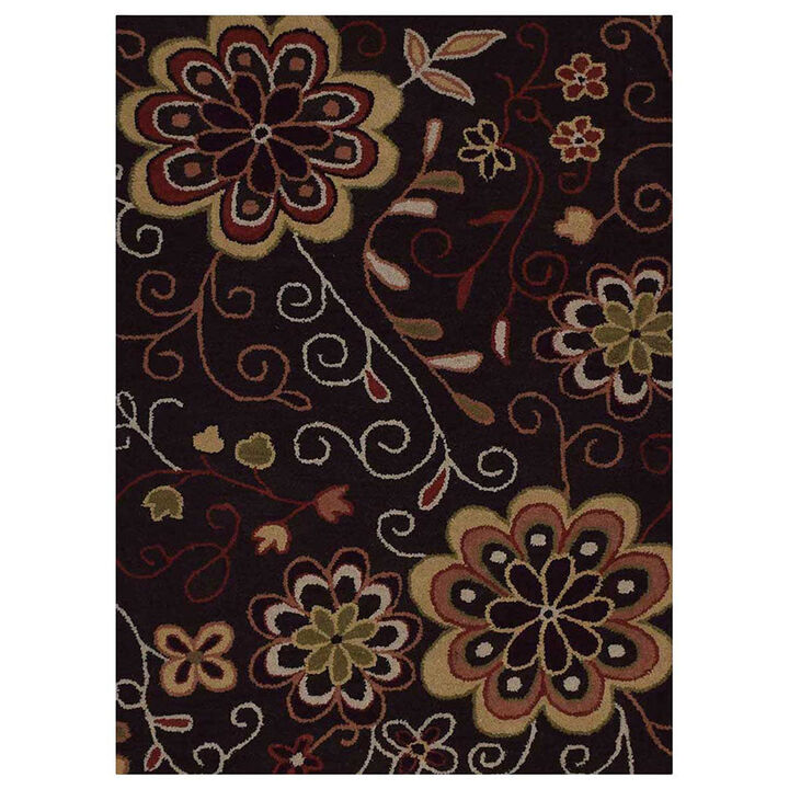 RUGSOTIC CARPETS HAND TUFTED WOOL ECO-FRIENDLY AREA RUGS  - 3'x5', Rectangle Shape, Brown, Floral Modern Design, High Pile Thick Handmade Anti Skid Area Rugs for Living Room, Bed Room (K00656)