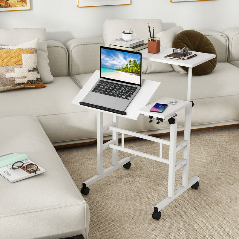 Mobile Standing up Desk Adjustable Computer Desk Tilting Workstation