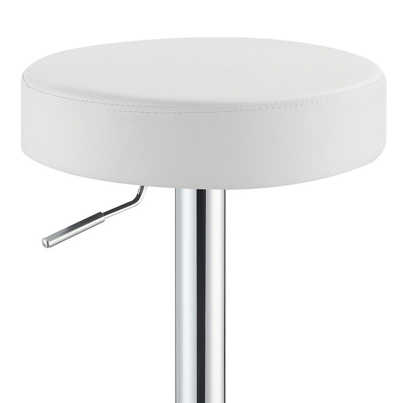 Classy Backless Adjustable Height Bar Stool, White-Benzara