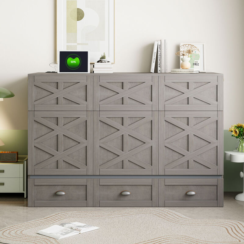Merax Murphy Bed Cabinet with A Large Drawer