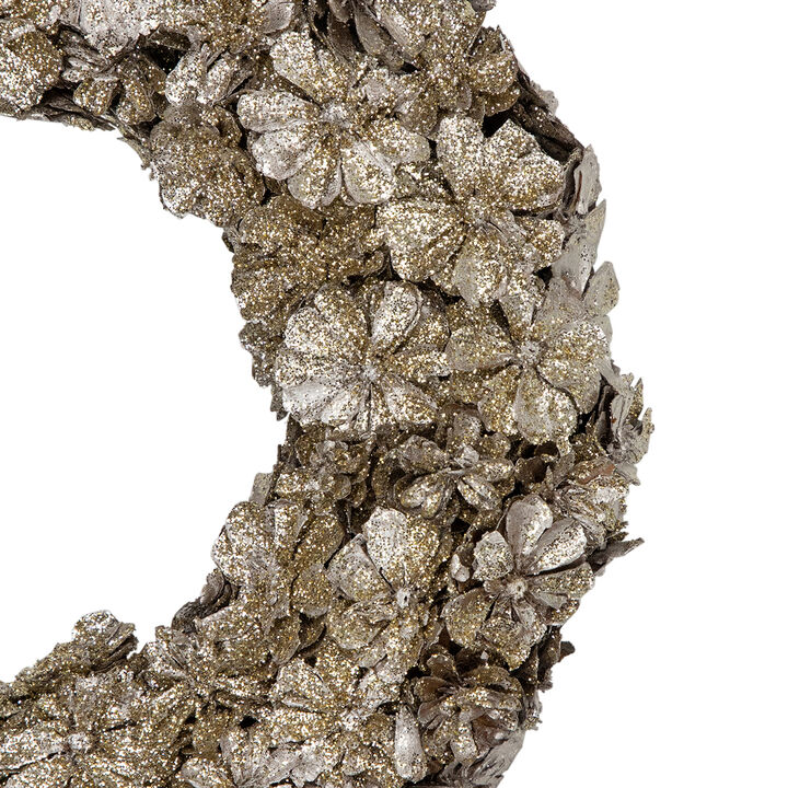 Gold Glitter Pine Cone Artificial Christmas Wreath  12-Inch