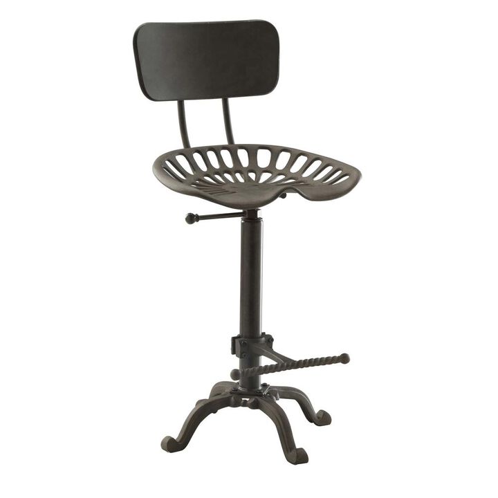 Carolina Living August Tractor Seat Barstool with Back - Industrial