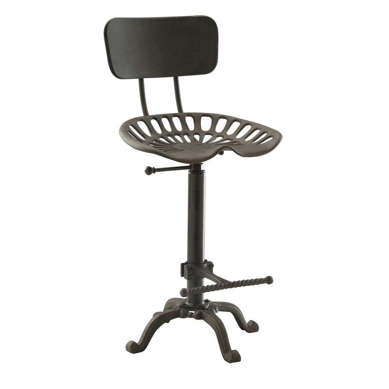 Carolina Living August Tractor Seat Barstool with Back - Industrial