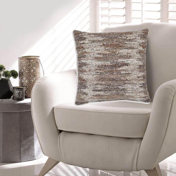 Nely 22 Inch Accent Pillow Set of 4, Handwoven Abstract Design, Ivory Brown -