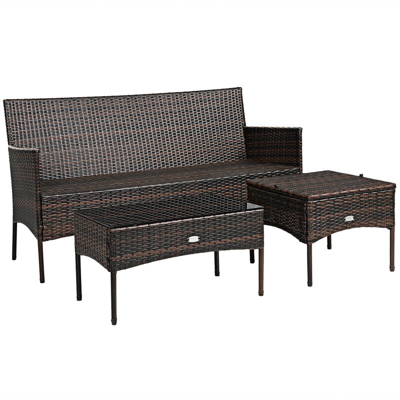 3 Pieces Patio Furniture Conversation Sets with 5 Cozy Cushions