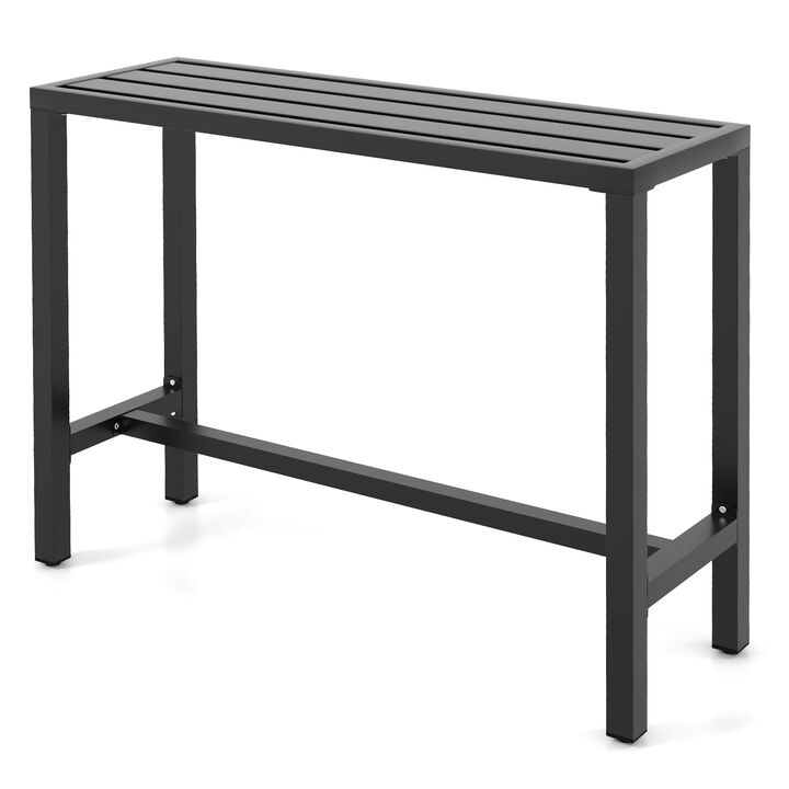 48 Inch Outdoor Bar Table with Waterproof Top and Heavy-duty Metal Frame