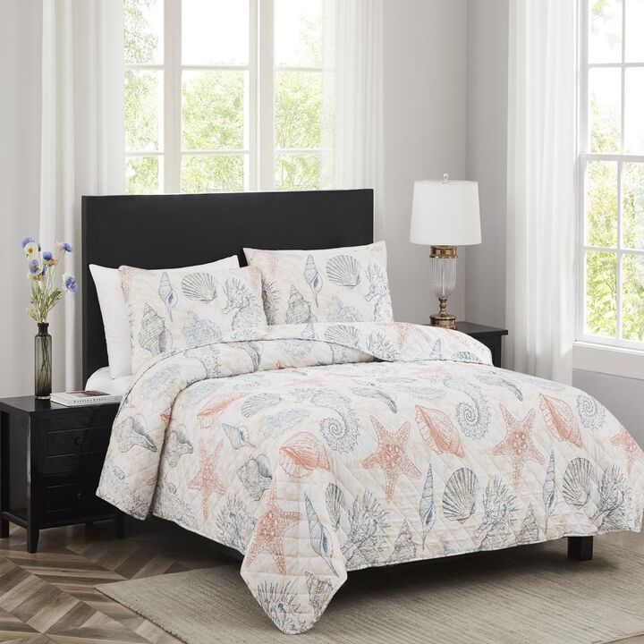 RT Designers Collection Melrose Kai 3-Pieces Elegant Stitched Quilt Set OB Queen Multicolor