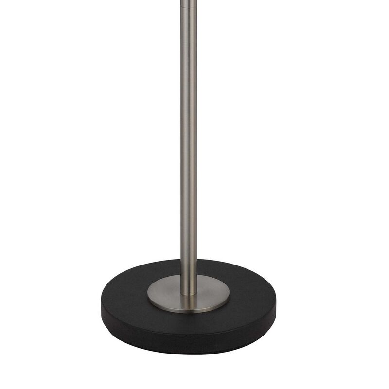 Kio 61 Inch Floor Lamp, Modern Tiffany Style Stained Glass, Silver Metal - Benzara
